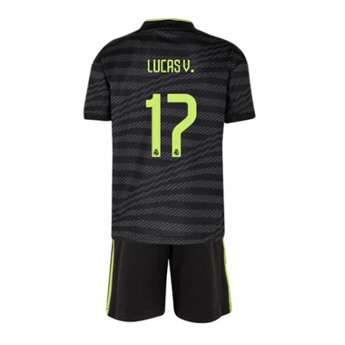 Real Madrid Lucas Vazquez #17 Tredjedraktsett Barn 2022-23 Kortermet (+ Korte bukser) Real Madrid Lucas Vazquez #17 Tredjedraktsett Barn 2022-23 Kortermet (+ Korte bukser)
